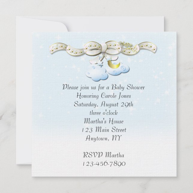 Invitación Nubes Baby Shower invitadas (Anverso)