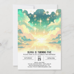 Invitación Nubes Celestiales de Cumpleaños Digital