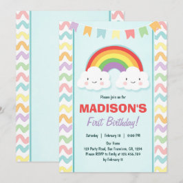 Invitación Nubes Chicas invitan a fiesta de cumpleaños Rainbo