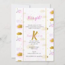 Nubes color de agua rosa Gold Stars Sky Baby Showe