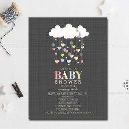 Invitación Nubes + corazón Baby Shower neutral