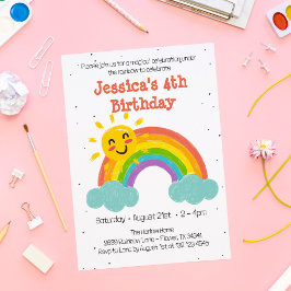 Invitación Nubes de arcoiris agudas cumpleaños de niños