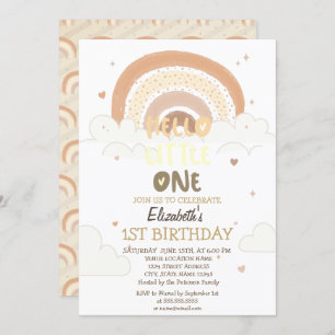 Invitación Nubes de arcoiris desterradas Hola pequeña un cump