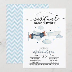 Invitación Nubes de avión en zigzag Shower virtual para bebé