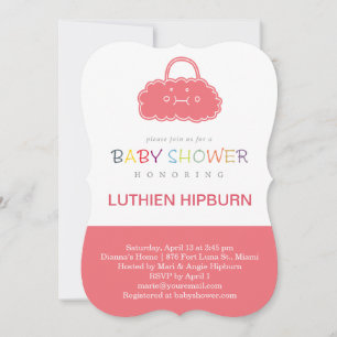 Invitación nubes de bolsos, ducha de bebé