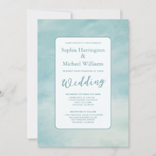 Invitación Nubes de cielo azul Boda Invitar código QR Eéreo