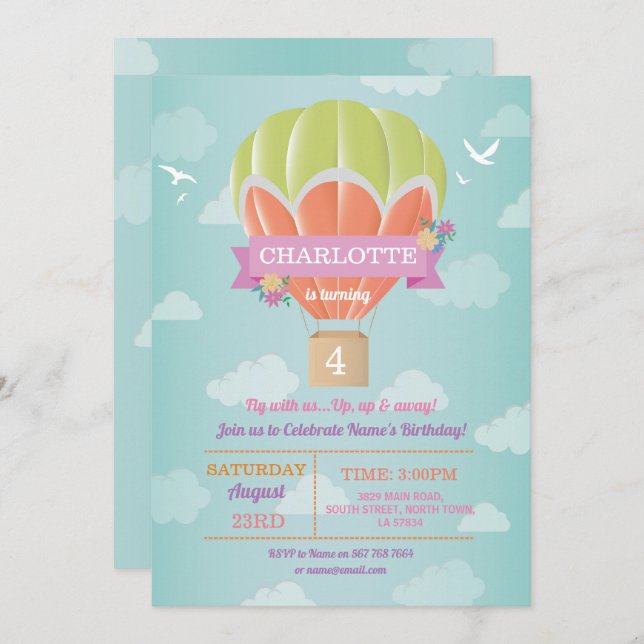 Invitación Nubes de la mosca del paseo de la fiesta de (Anverso / Reverso)