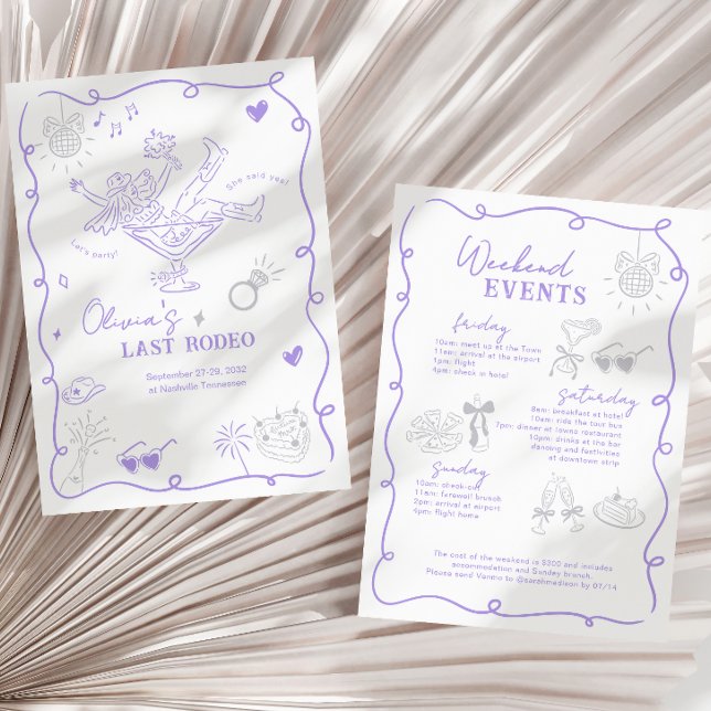 Invitación Nubes de Lavanda Último Rodeo Fin de Semana Desped (Subido por el creador)