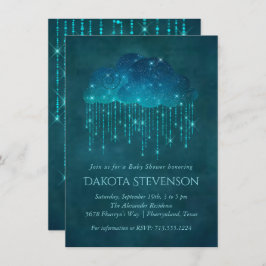 Invitación Nubes de lluvia esparcen | Moody Verde azulada Bab