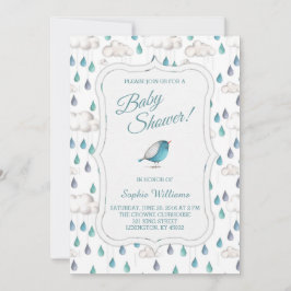 Invitación Nubes de lluvia y gotas de agua Baby Shower
