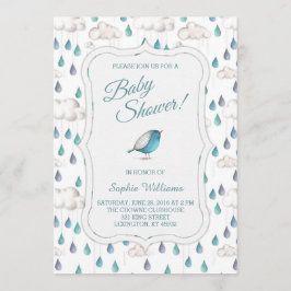 Invitación Nubes de lluvia y gotas de agua Baby Shower
