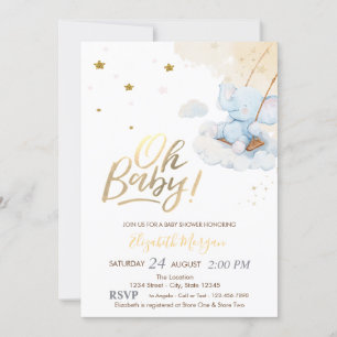 Invitación Nubes de osito de peluche azul