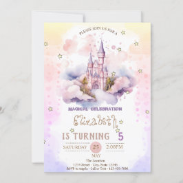 Invitación Nubes del castillo de la princesa, cumpleaños de S