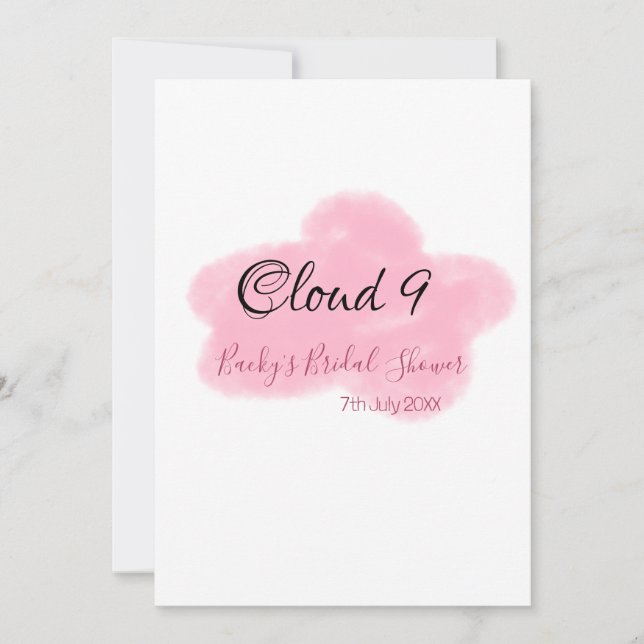 Invitación Nubes nueve rosa pastel despedida de soltera nombr (Anverso)