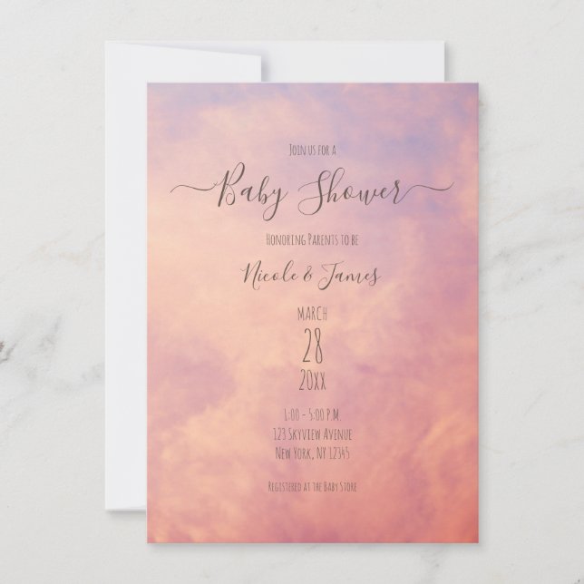 Invitación Nubes rosas Dreamy Celestial Sky Baby Shower (Anverso)