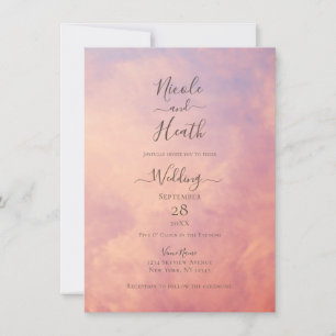 Invitación Nubes rosas Dreamy Celestial Sky Boda   