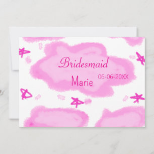 Invitación nubes rosas estrellas pastel bridesmaid giratorio
