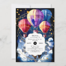 Nubes simples Balón de aire caliente Cumpleaños