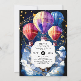 Invitación Nubes simples Balón de aire caliente Cumpleaños
