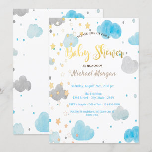Invitación Nubes y estrellas  Baby Shower
