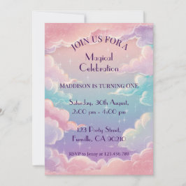 Invitación Nubes y estrellas Cumpleaños Personalizado