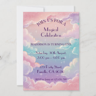 Invitación Nubes y estrellas Cumpleaños Personalizado