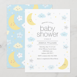 Invitación Nubes y estrellas musicales invitan a Baby Shower