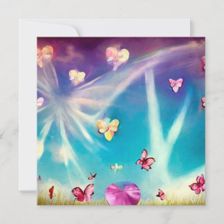 Invitación Nubes y mariposas abstractas