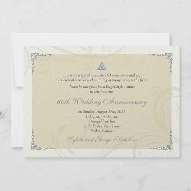 Invitación Nudo de Amor Celta Diamante Aniversario de Boda (Anverso)