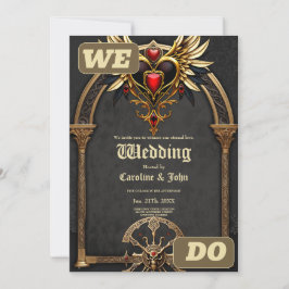 Invitación Nudos celtas y un corazón de elegancia gótica.