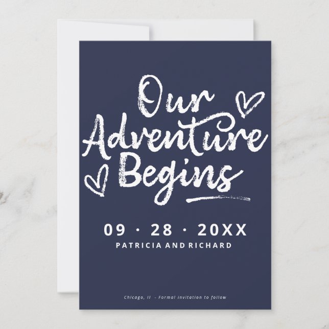 Invitación Nuestra Aventura Comienza A Guardar La Fecha No Fo (Anverso)
