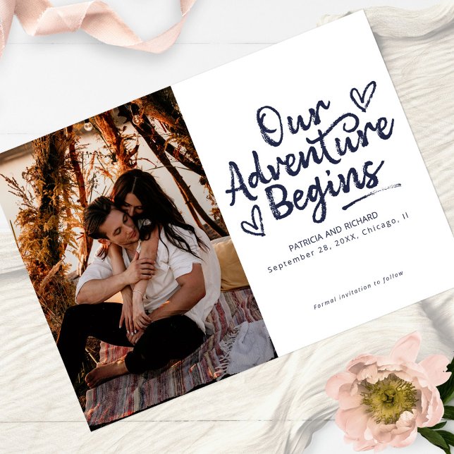 Invitación Nuestra Aventura Comienza Boda Salva La Foto De La (Subido por el creador)