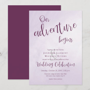 Invitación Nuestra aventura comienza con el boda de ciruela c