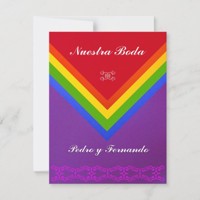 Invitación - Nuestra Boda - Bandera del arcoiris (Anverso)