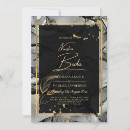 Invitación NUESTRA BODA Black Gold Ink Wedding INVITE