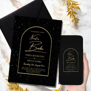 Invitación NUESTRA BODA BLACK GOLD Starry Night INVITE