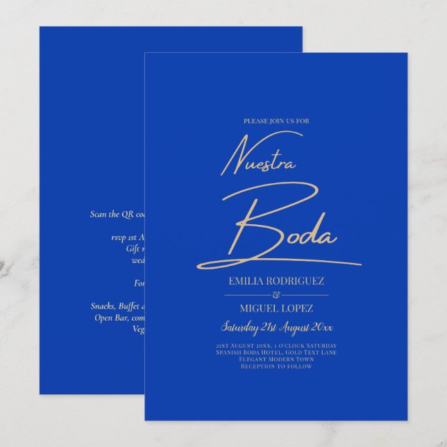 Invitación NUESTRA BODA Blue Monocrome Boda NVITE (Anverso / Reverso)