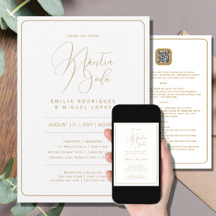 Invitación Nuestra Boda   Boda DE ORO BLANCO, incluidos detal