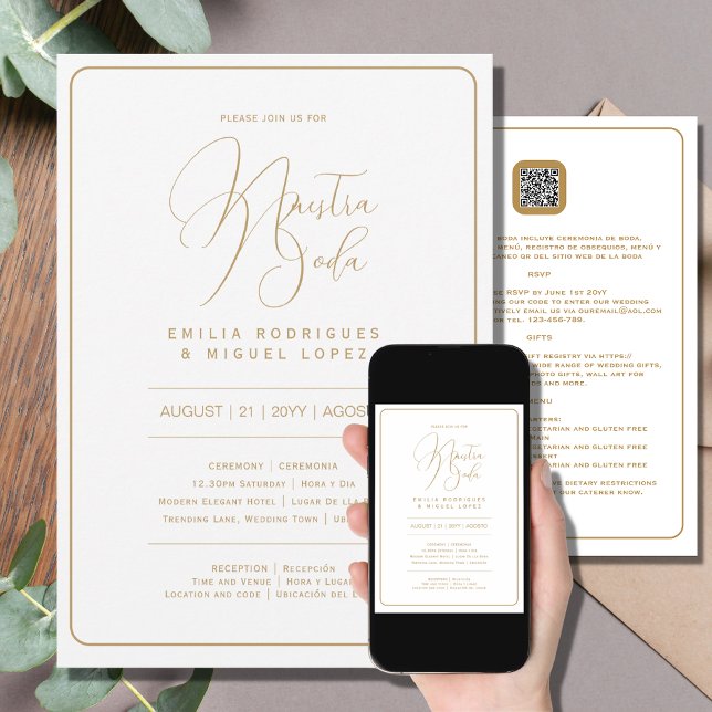 Invitación Nuestra Boda | Boda DE ORO BLANCO, incluidos detal (Subido por el creador)