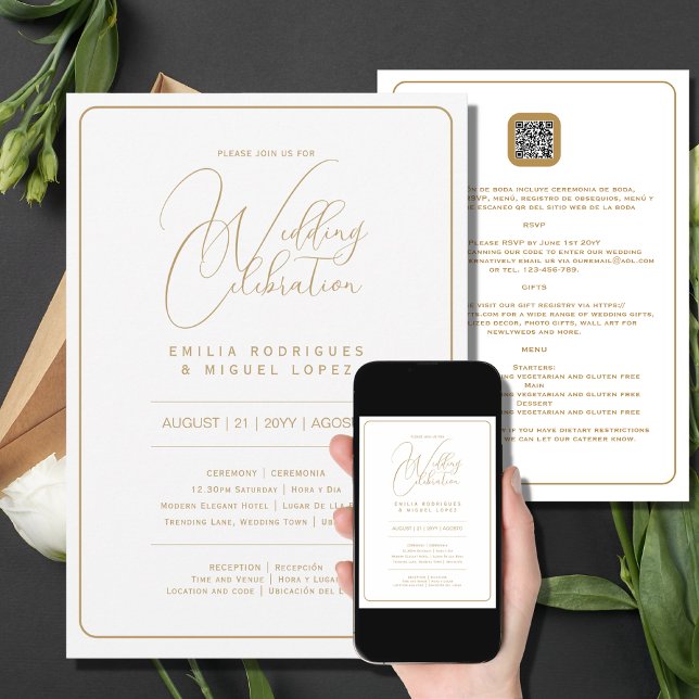 Invitación Nuestra Boda | Boda DE ORO BLANCO, incluidos los d (Subido por el creador)