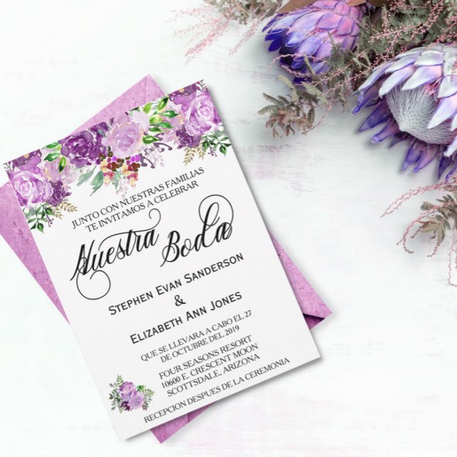 Invitación Nuestra Boda, Boda Rosa  Purple Lavender (Subido por el creador)