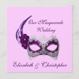 Invitación "Nuestra boda de máscara" - Máscara púrpura real