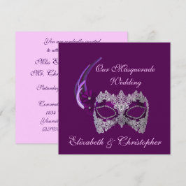 Invitación "Nuestra boda de máscara" - Máscara púrpura real [