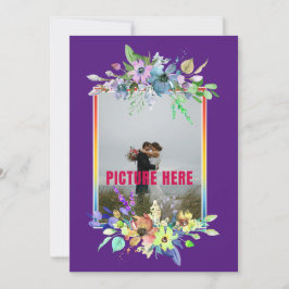 Invitación Nuestra boda floral púrpura foto personalizada