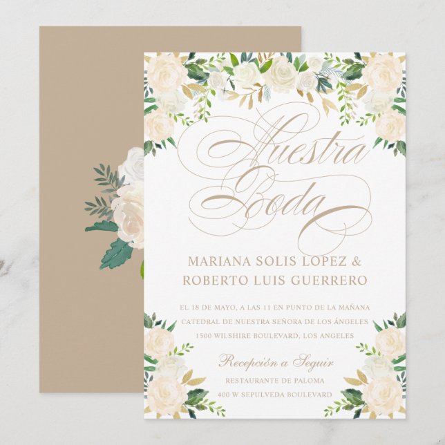 Invitación Nuestra Boda Flores (Anverso / Reverso)