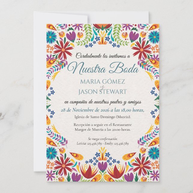 Invitación Nuestra Boda Flowers Botanical Spanish Wedding (Anverso)