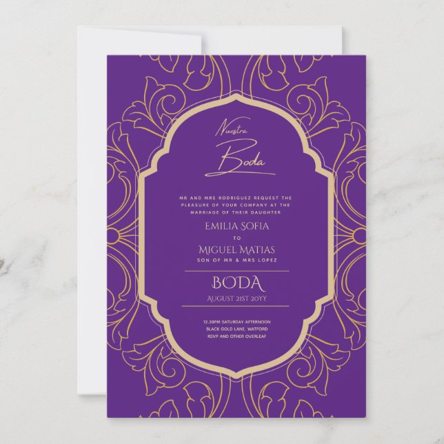 Invitación Nuestra Boda GOLD Frame España Wedding INVITE (Anverso)