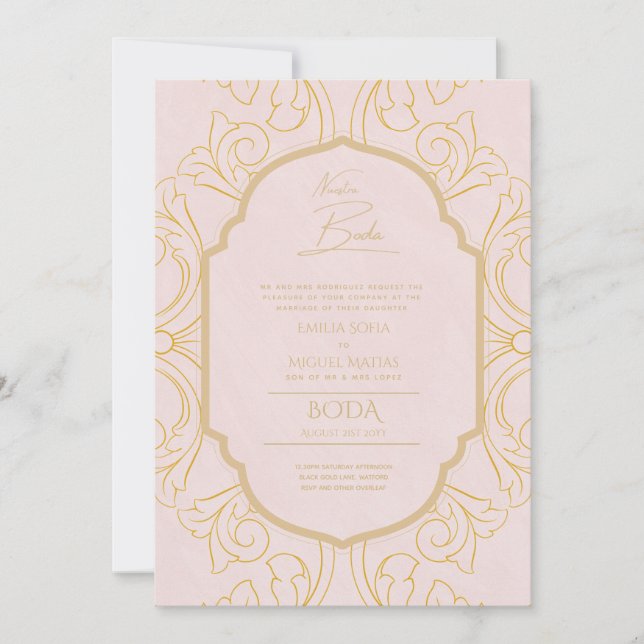 Invitación Nuestra Boda GOLD Frame España Wedding INVITE (Anverso)
