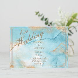 Invitación Nuestra Boda Gold Turquoise Modern Elegant Wedding
