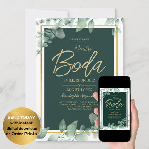 Invitación Nuestra Boda Greenery BODA español QR CODE